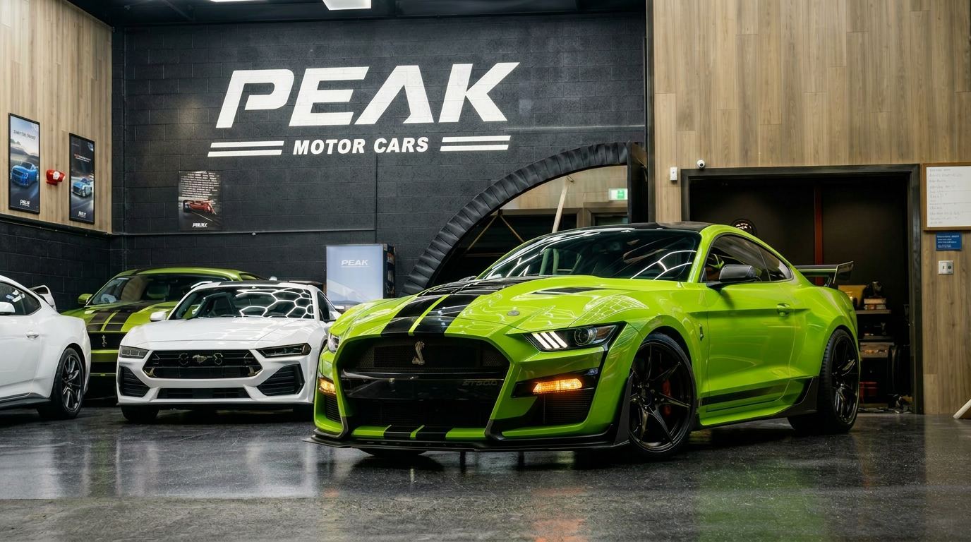 Shelby GT500 inside the Peak Motor Cars showroom